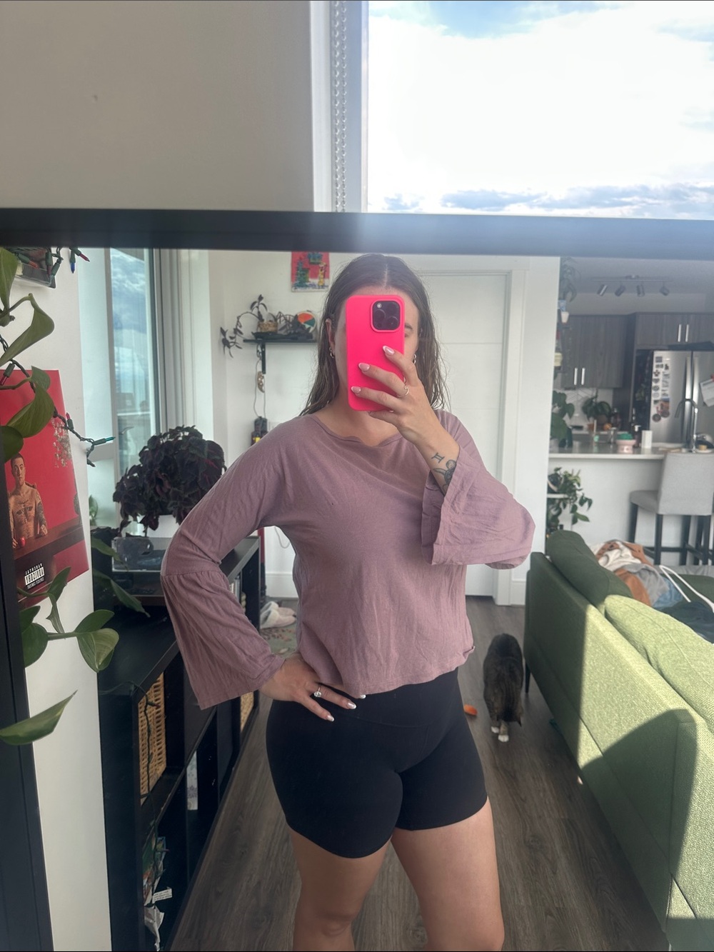 Women's Mauve Long-Sleeve Bell-Sleeve Top - Brand